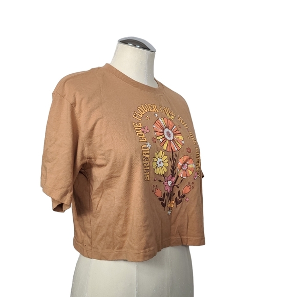 Belle Du Jour Spread Love Flower Child You Are Energy Short Sleeve Crop Top XS - Picture 2 of 6